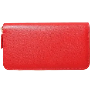 8 Credit Card Saffiano Zip Around Wallet Red