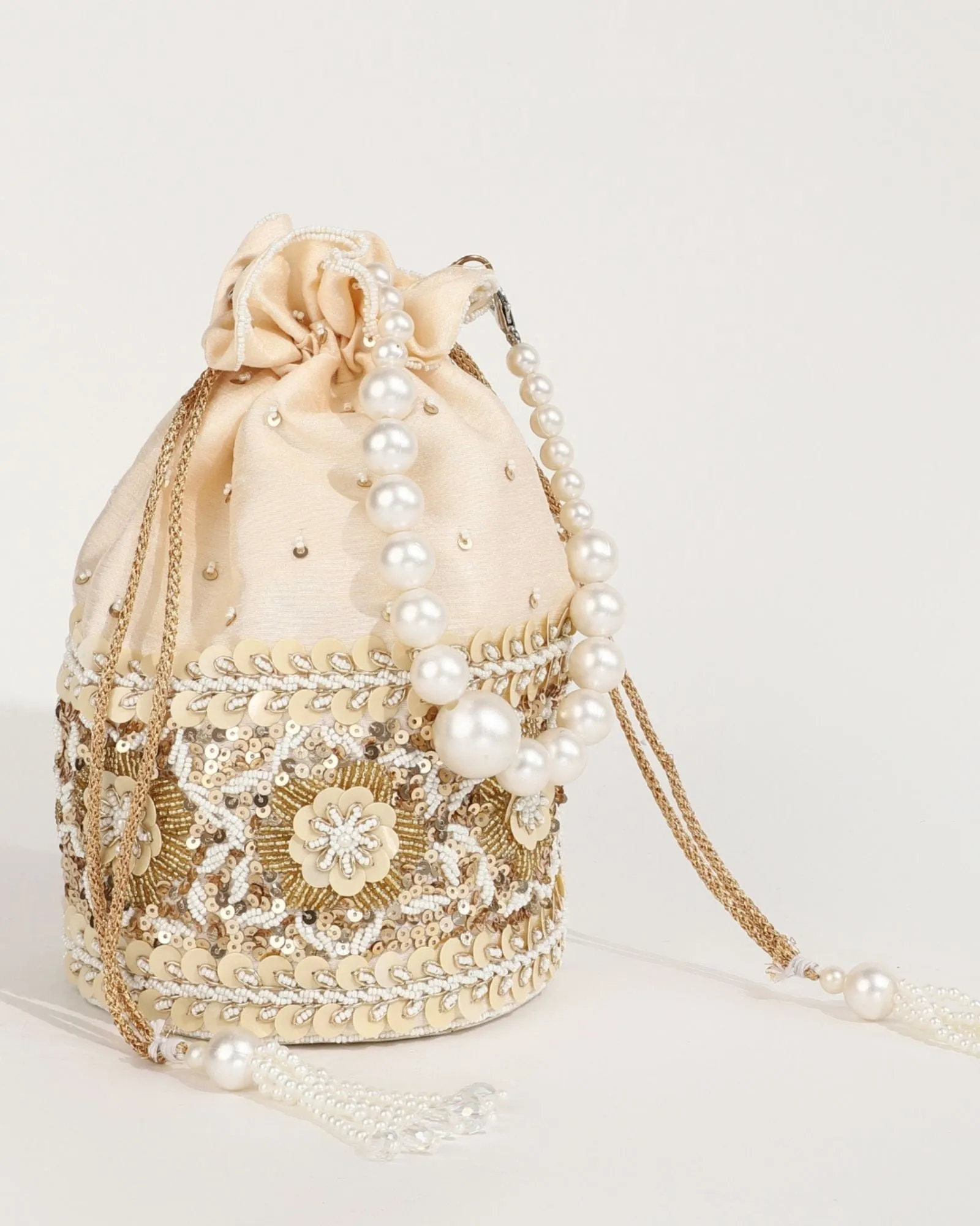 Ama Potli Bag with Pearl Handle