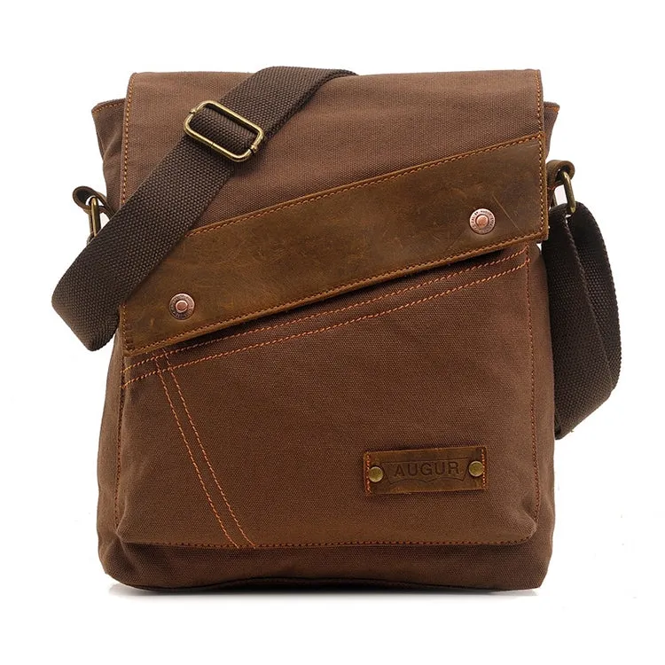 AUGUR 9088 Retro Vertical Style Canvas Shoulder Messenger Crossby Bag(Coffee)