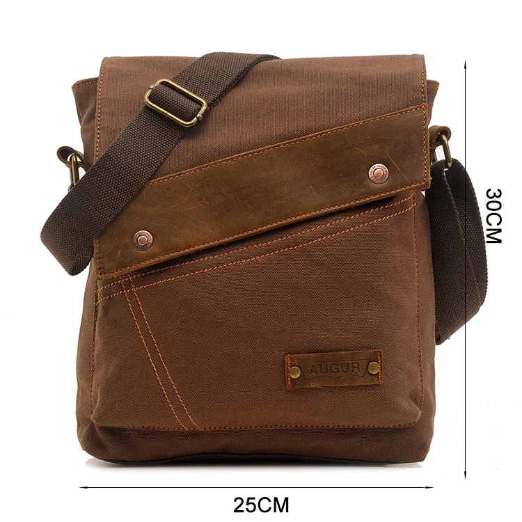 AUGUR 9088 Retro Vertical Style Canvas Shoulder Messenger Crossby Bag(Coffee)