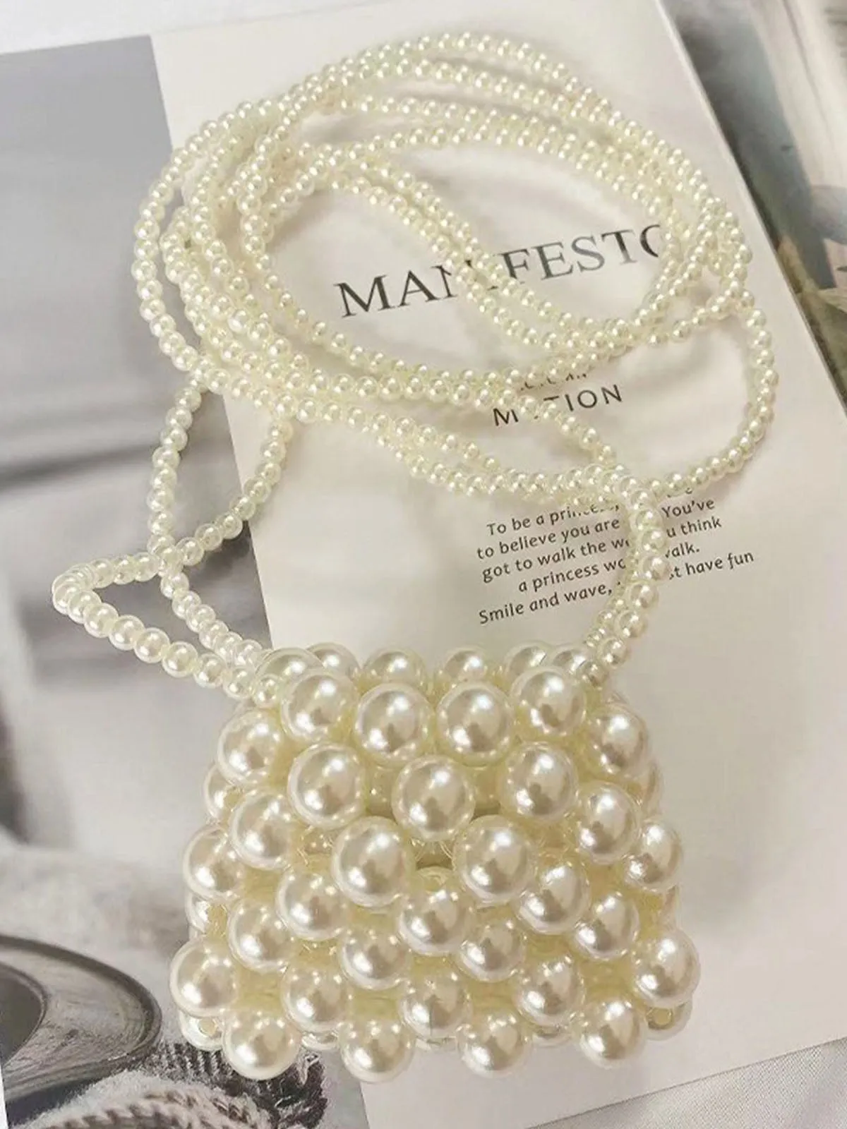 Beaded Pearl Mini Crossbody Bag