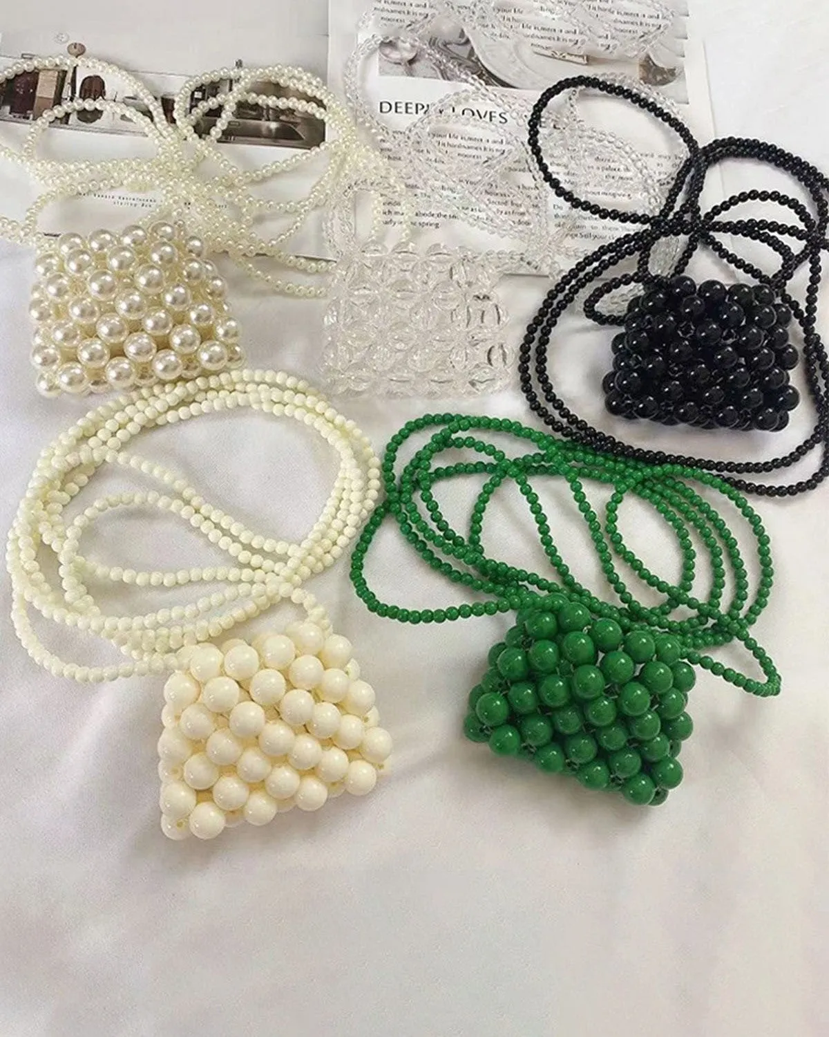 Beaded Pearl Mini Crossbody Bag