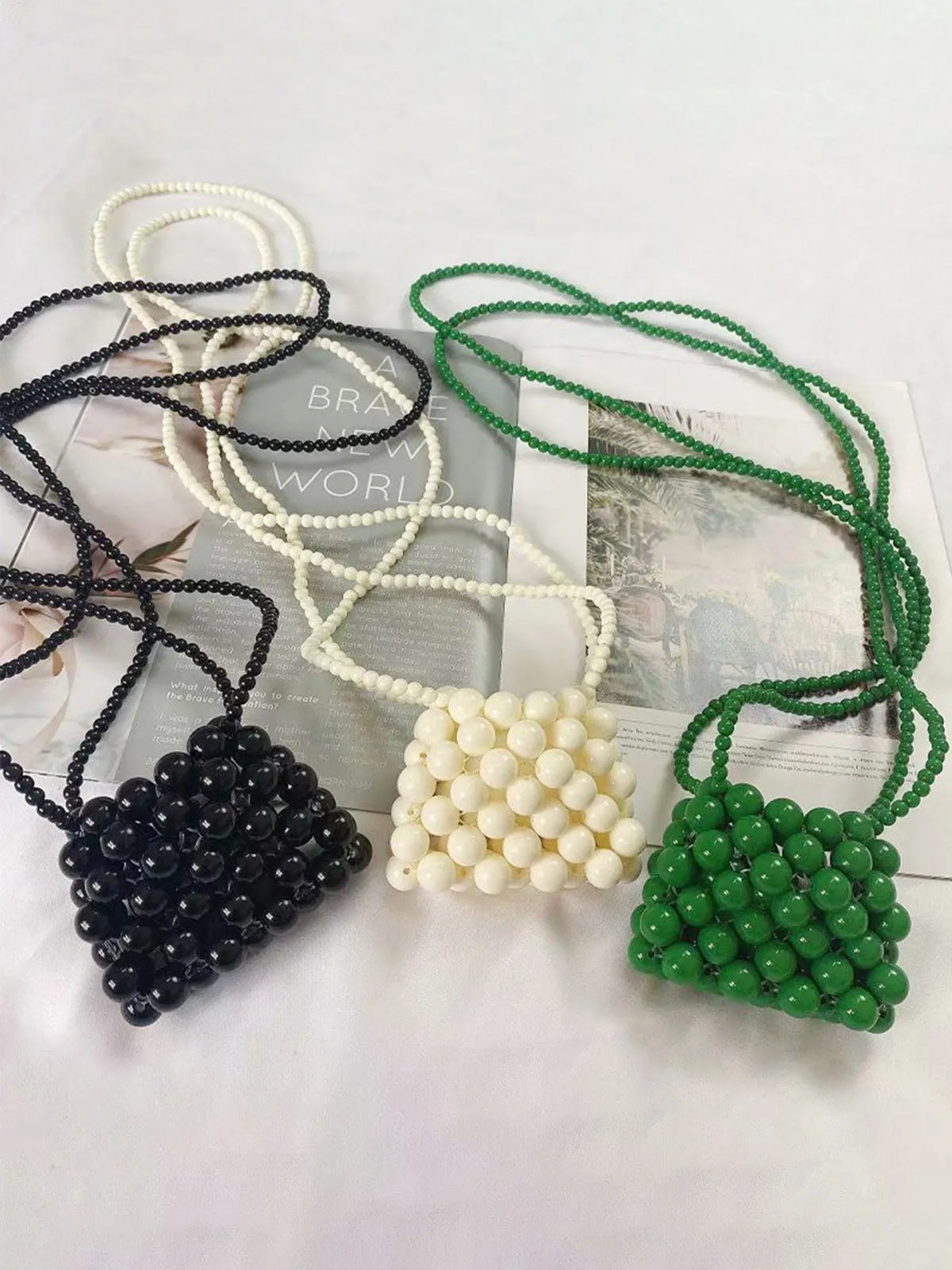 Beaded Pearl Mini Crossbody Bag