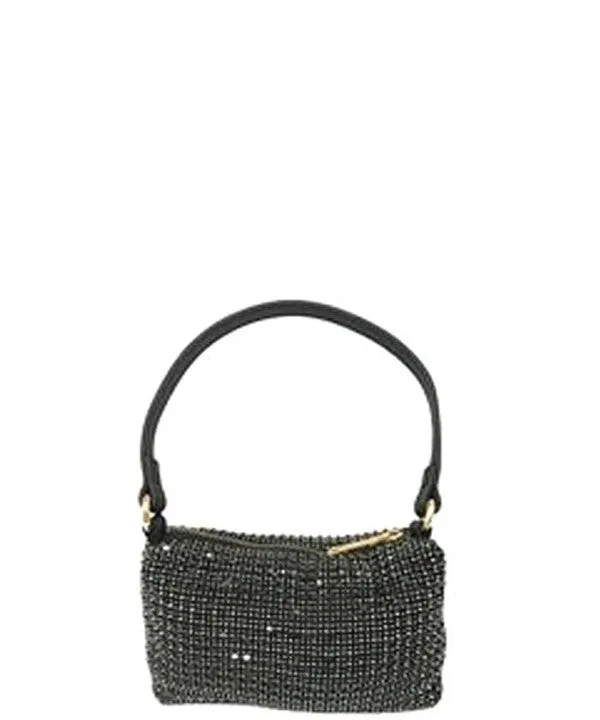 Black Rhinestone Petite Convertible Clutch Bag