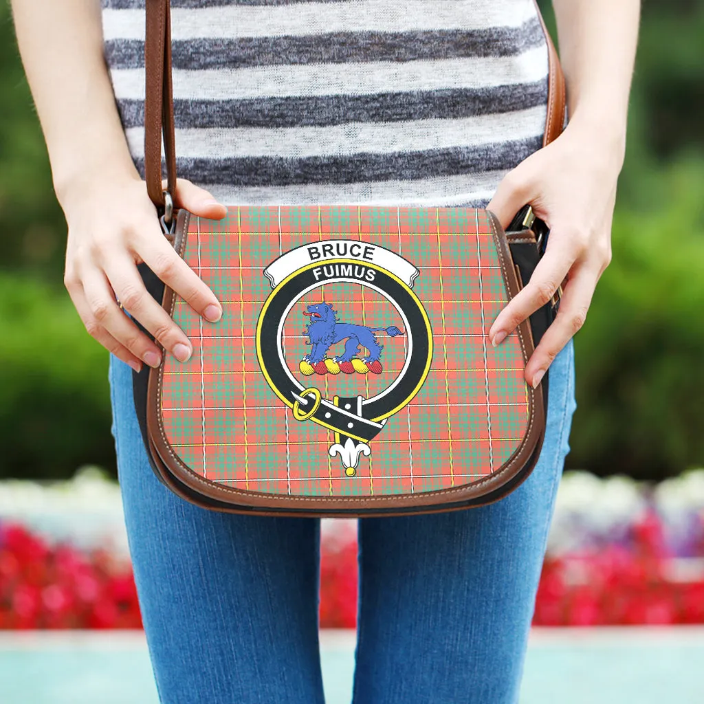 Bruce Ancient Tartan Saddle Bag with Family Crest