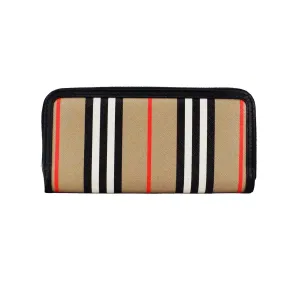 Burberry Ellerby Black Icon Stripe Canvas Zip Continental Wallet