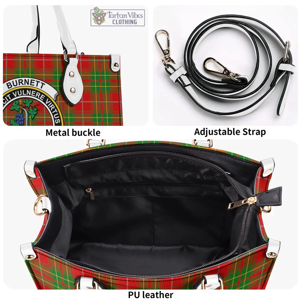 Burnett Tartan Luxury Leather Handbags with Family Crest