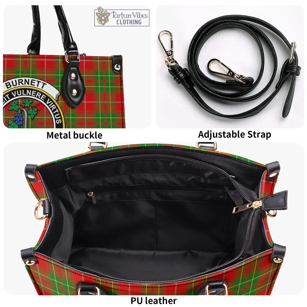 Burnett Tartan Luxury Leather Handbags with Family Crest