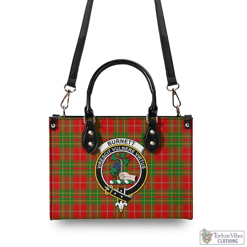 Burnett Tartan Luxury Leather Handbags with Family Crest