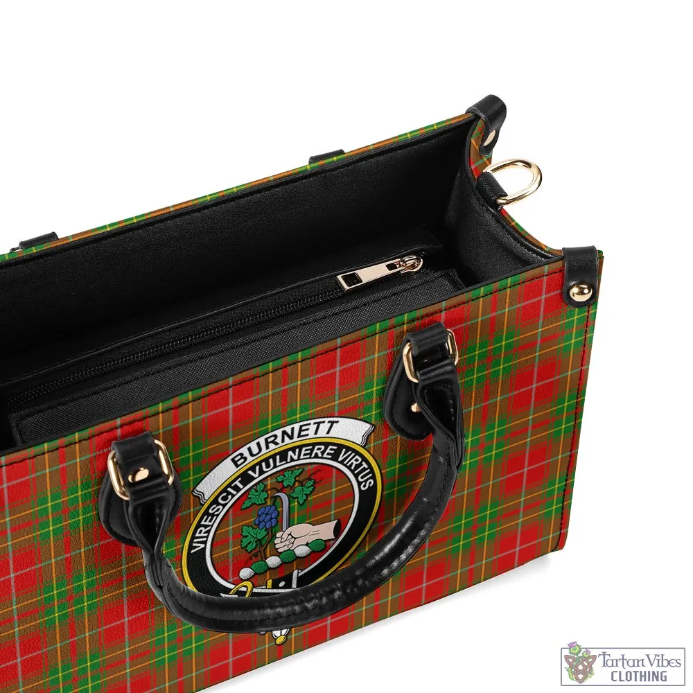 Burnett Tartan Luxury Leather Handbags with Family Crest