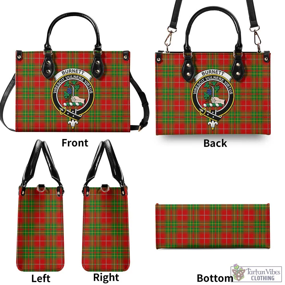 Burnett Tartan Luxury Leather Handbags with Family Crest