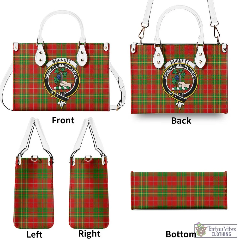 Burnett Tartan Luxury Leather Handbags with Family Crest