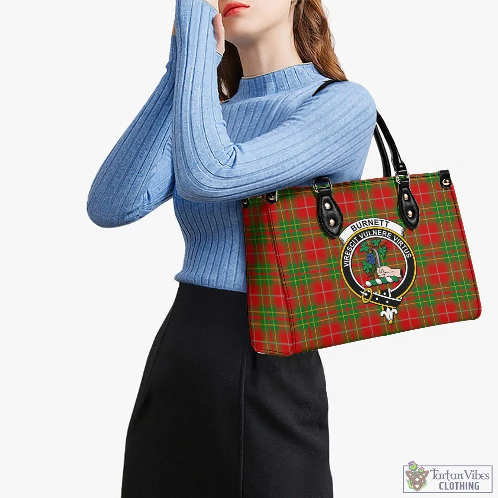 Burnett Tartan Luxury Leather Handbags with Family Crest