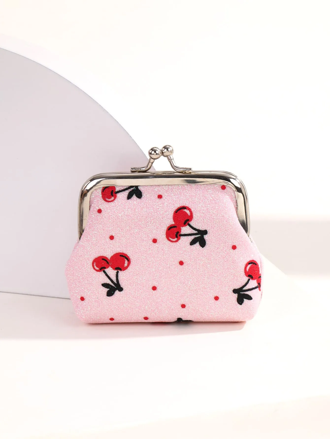 Cherry Pattern Kiss Lock Coin Purse Change Pouch Card Holder Coin Holder