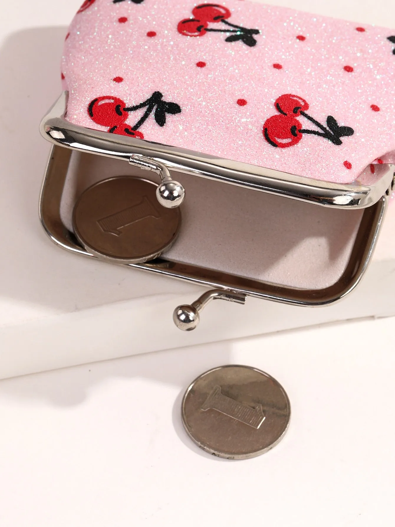 Cherry Pattern Kiss Lock Coin Purse Change Pouch Card Holder Coin Holder