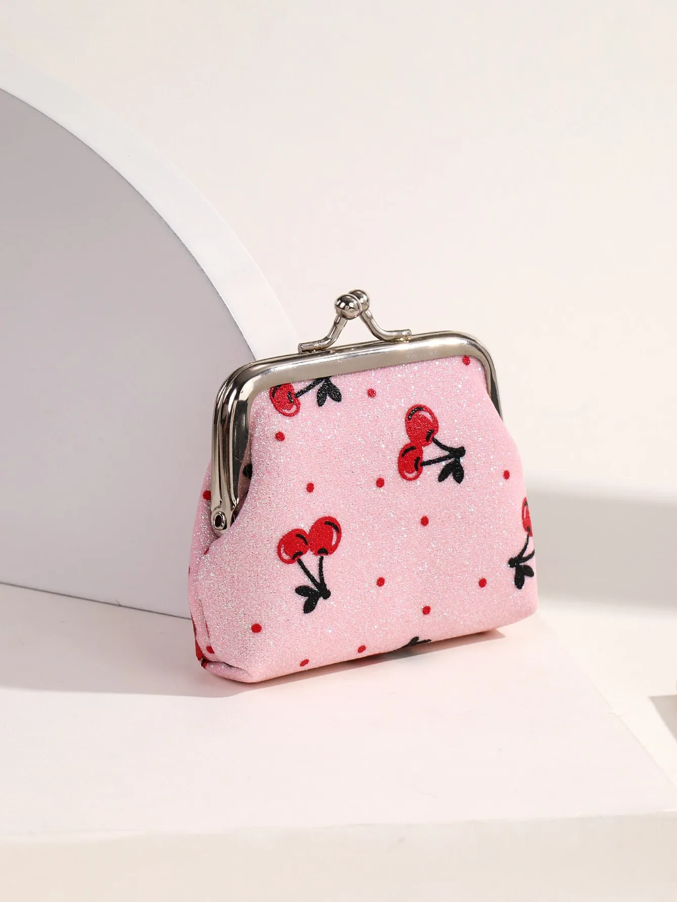 Cherry Pattern Kiss Lock Coin Purse Change Pouch Card Holder Coin Holder