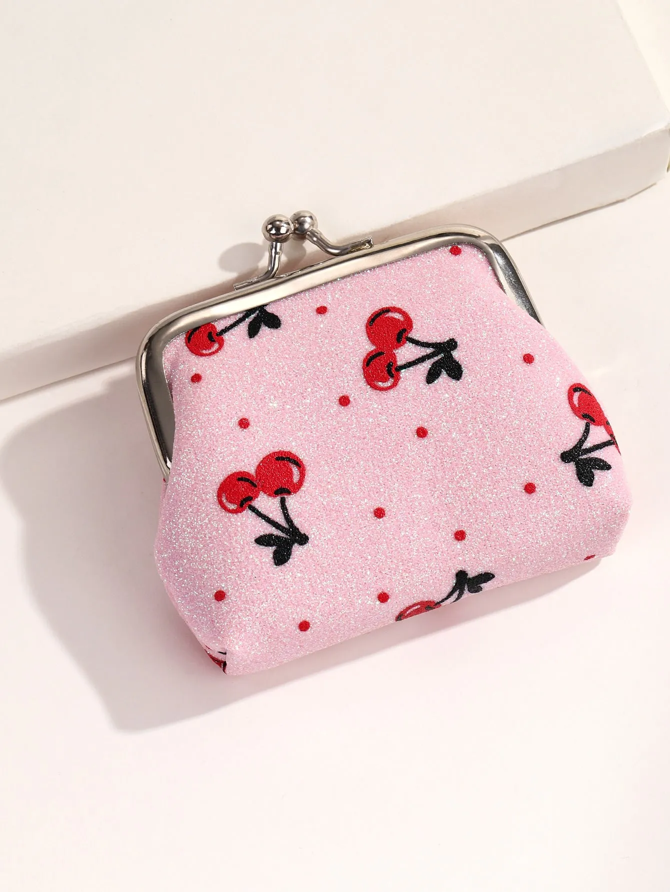 Cherry Pattern Kiss Lock Coin Purse Change Pouch Card Holder Coin Holder