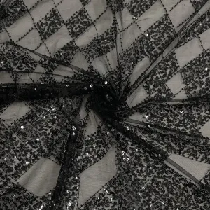 Classic Black Sequins Embroidery Net Fabric