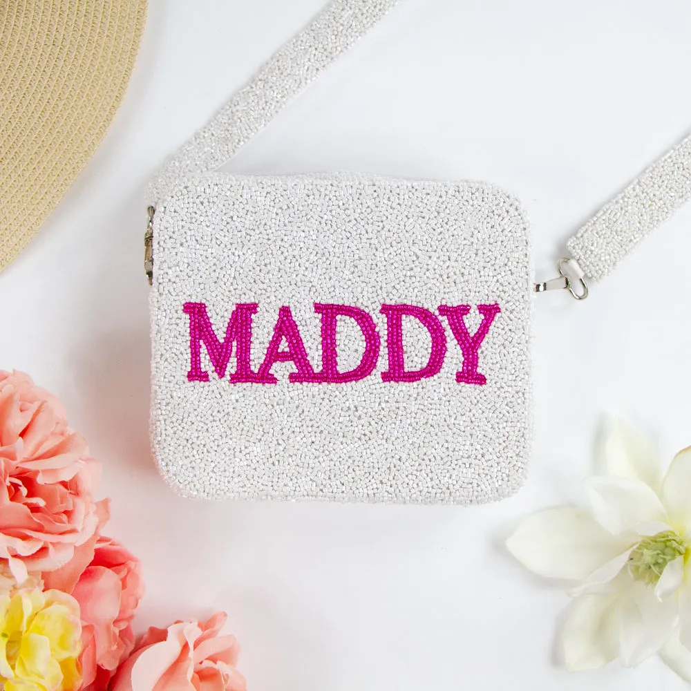 Custom Name Seed Bead Crossbody Bag (GD)