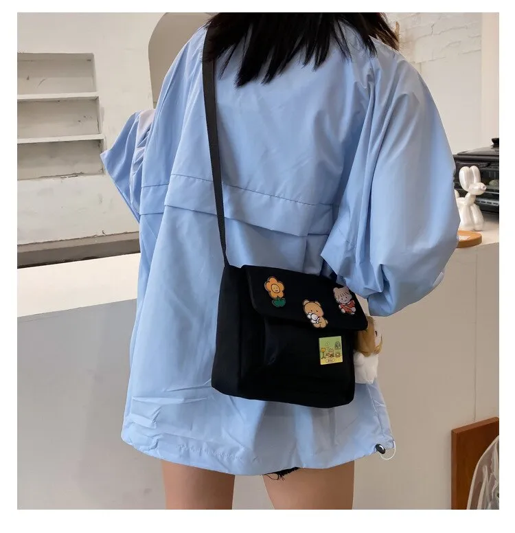 Darianrojas Cute Canvas Small Bag Female New Japanese Harajuku Diagonal Bag Wild Student Girl Shoulder Bag Bags for Women