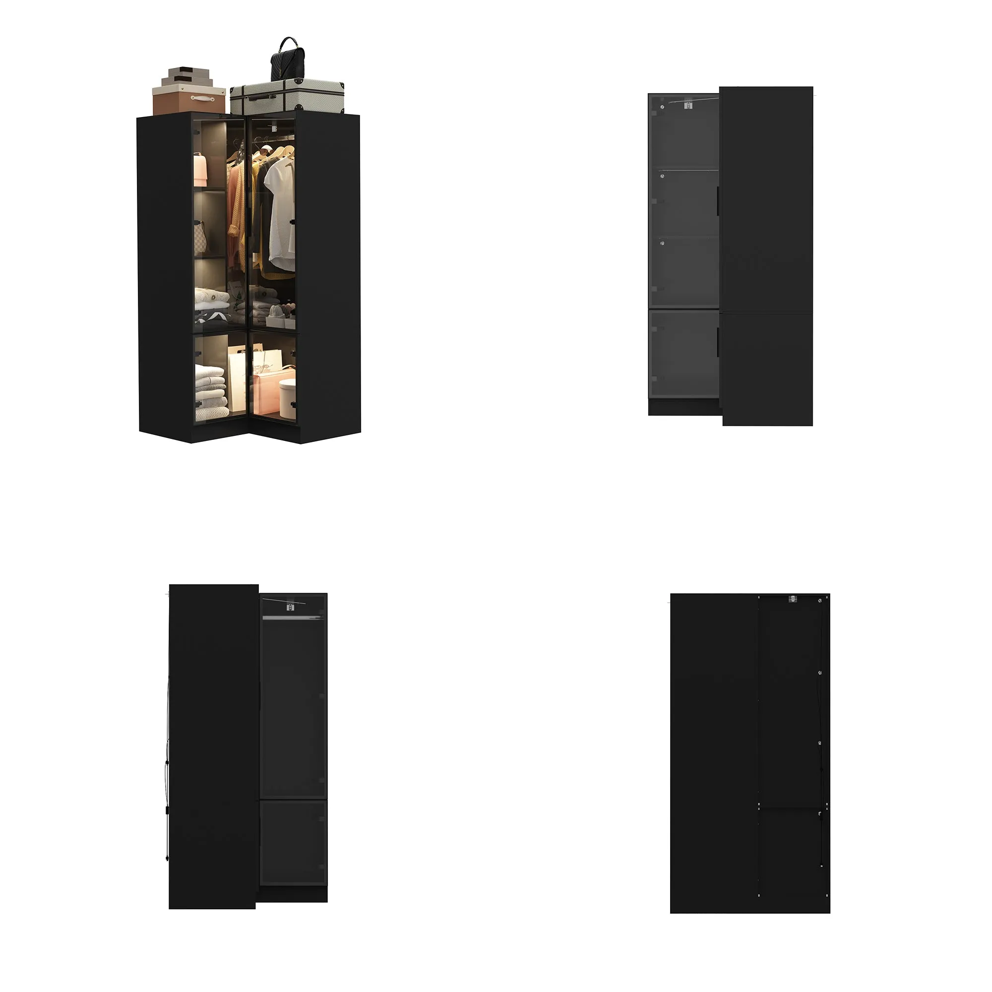 Deluxe Corner Wardrobe with LED Lighting