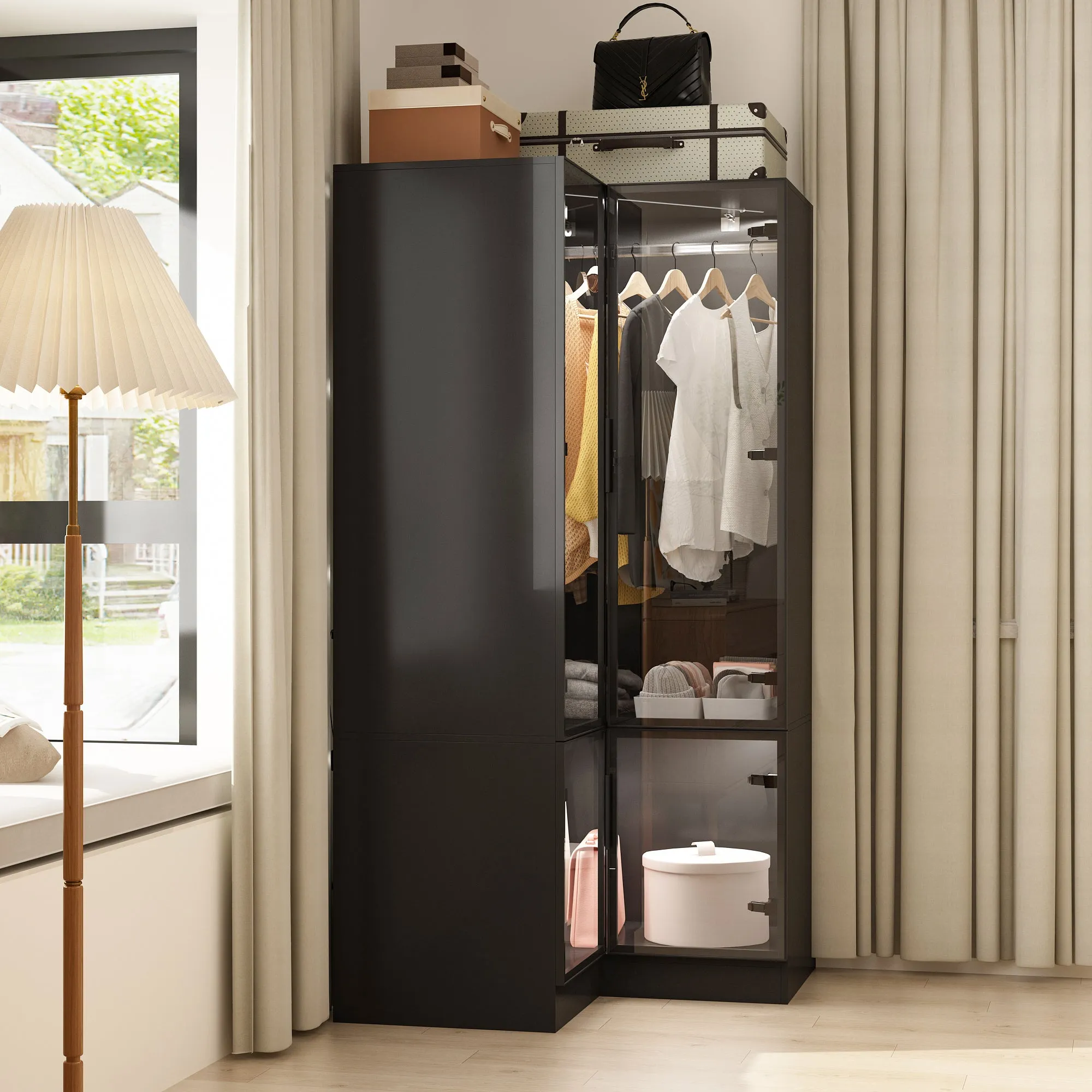 Deluxe Corner Wardrobe with LED Lighting