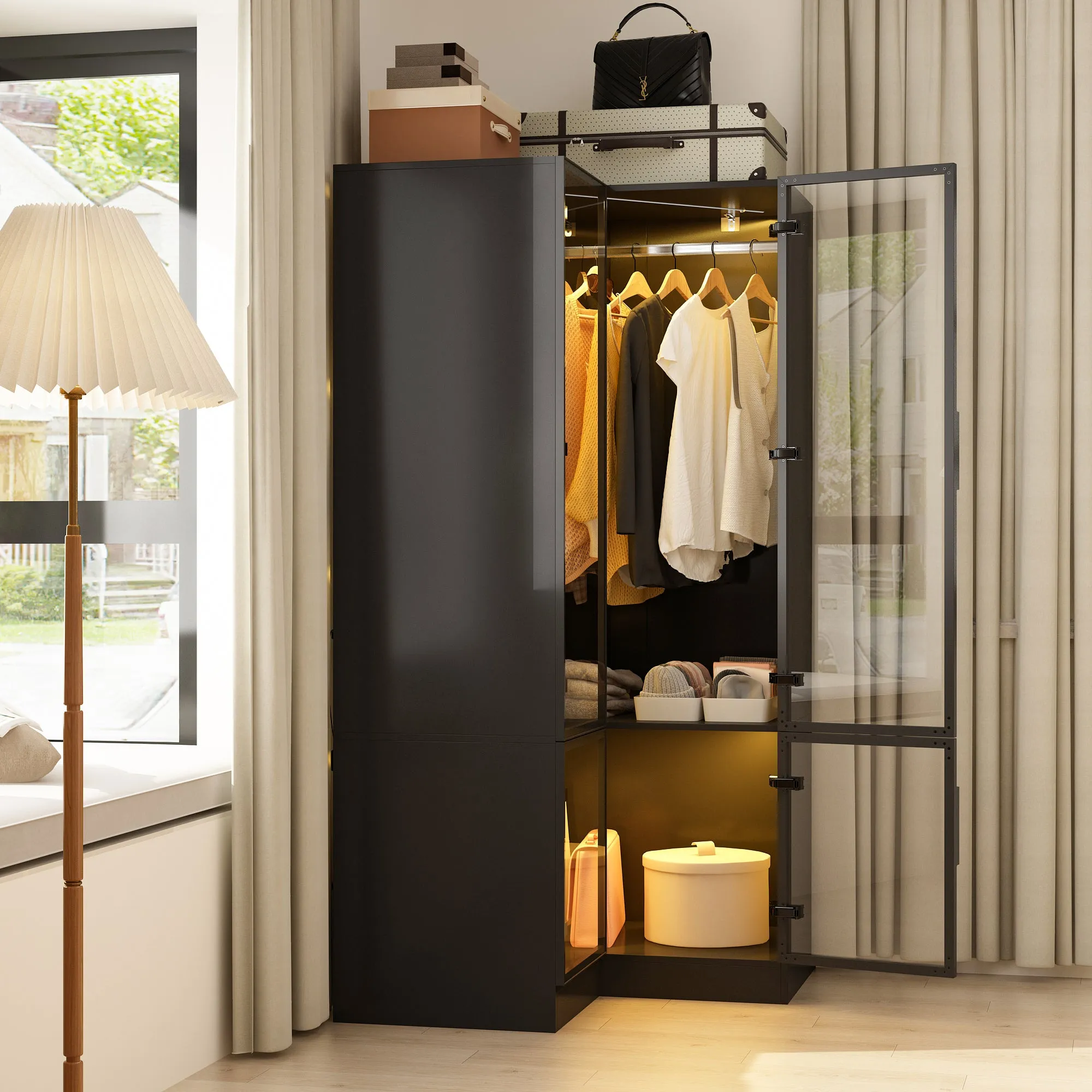 Deluxe Corner Wardrobe with LED Lighting