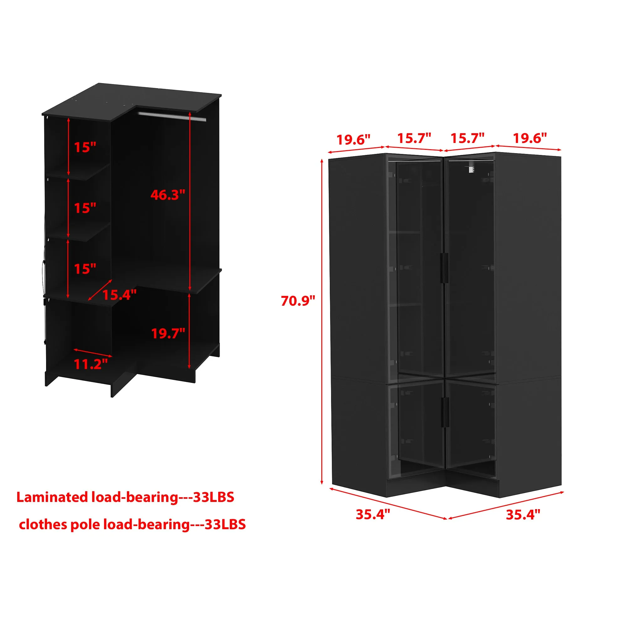 Deluxe Corner Wardrobe with LED Lighting