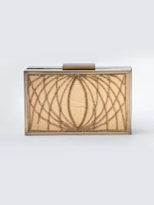 Dream Catcher Gold Embroidered Clutch Bag