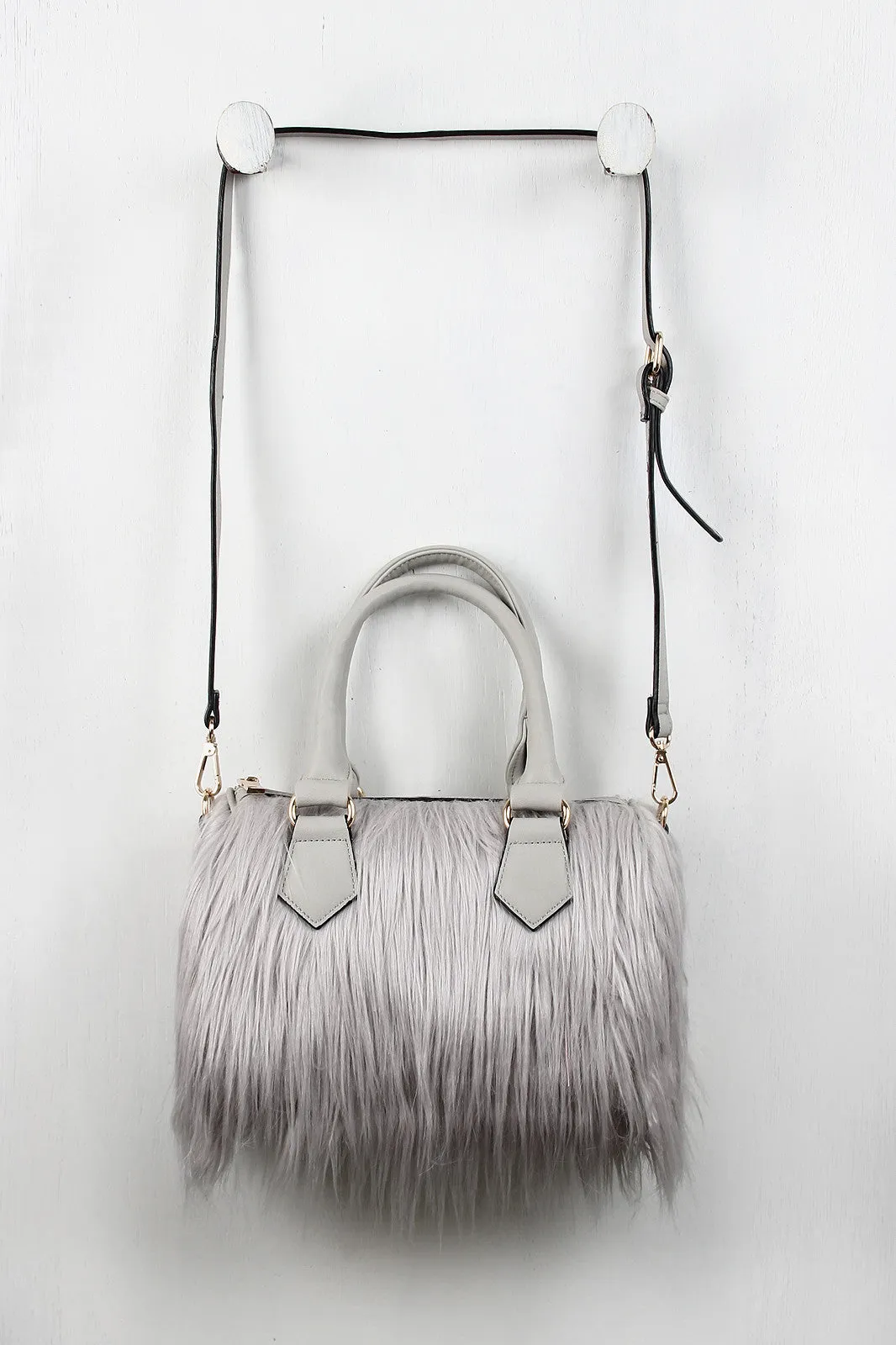 Faux Fur Satchel Bag