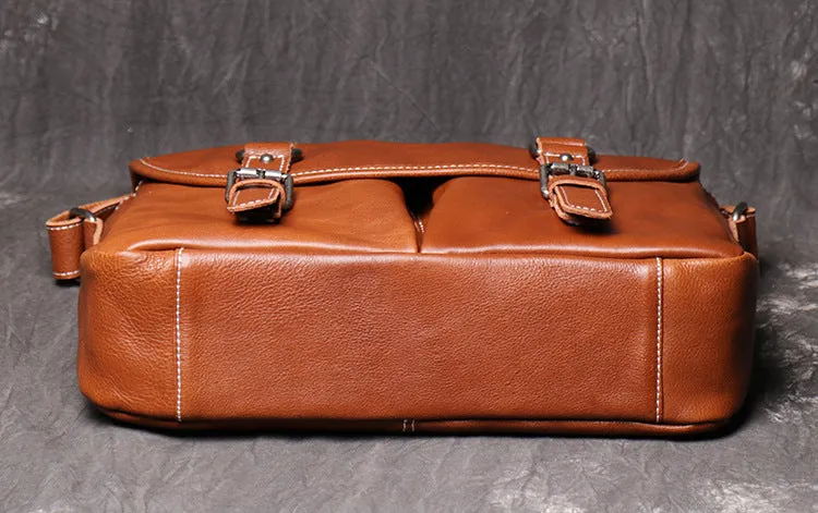 Full Grain Leather Messenger Bag Mens Leather Shoulder Bag Handmade Leather Crossbody Bag