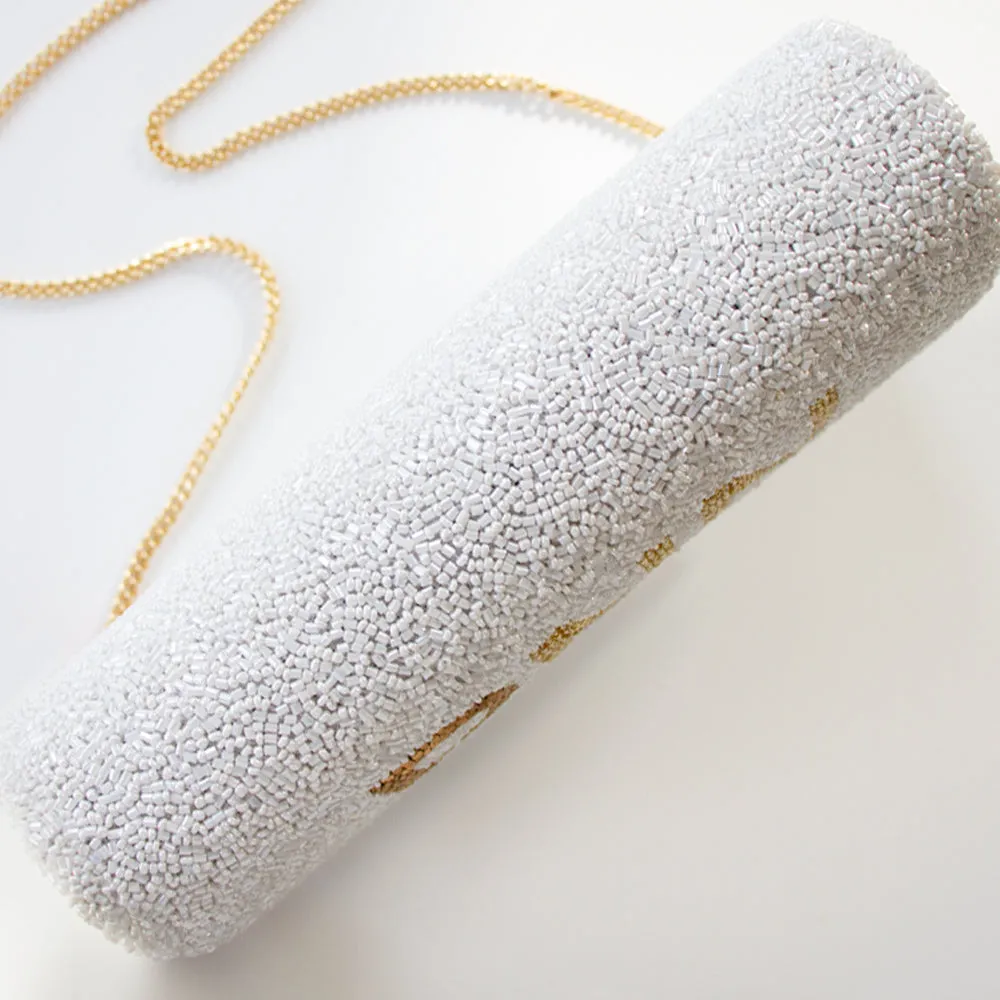 Gold Personalized Hand Beaded Clutch (FOG)