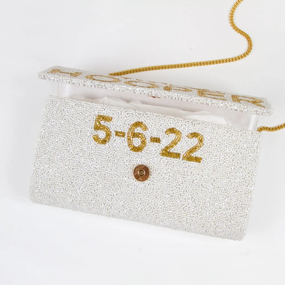 Gold Personalized Hand Beaded Clutch (FOG)