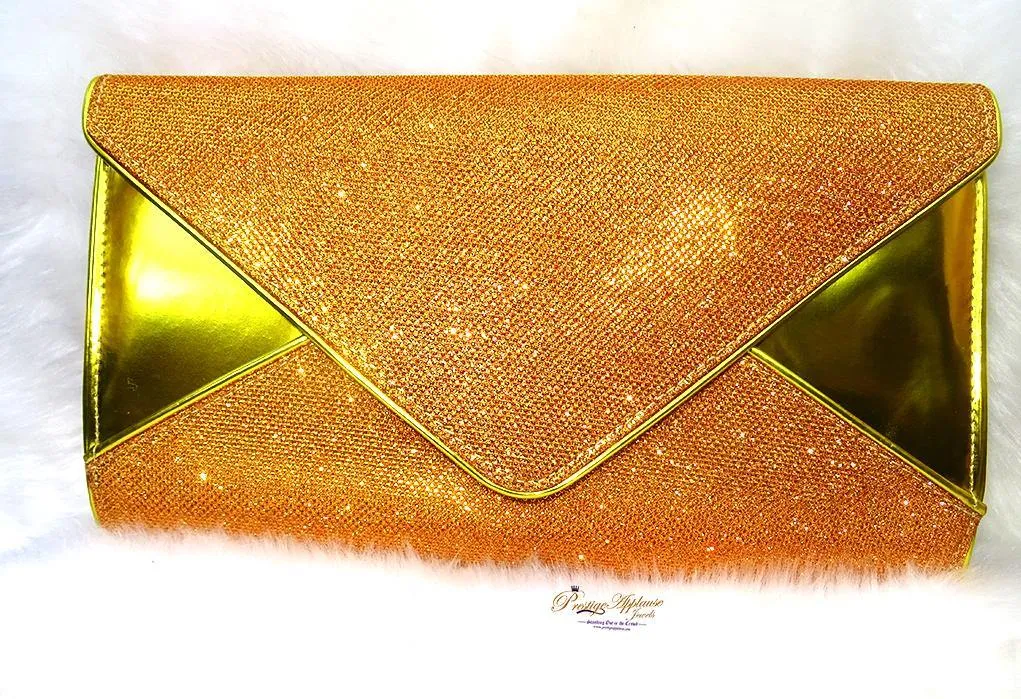 Gold/Yellow Glitter Clutch Evening Bags for Women Formal Bridal Wedding Clutches Purse Prom Cocktail Party Handbags