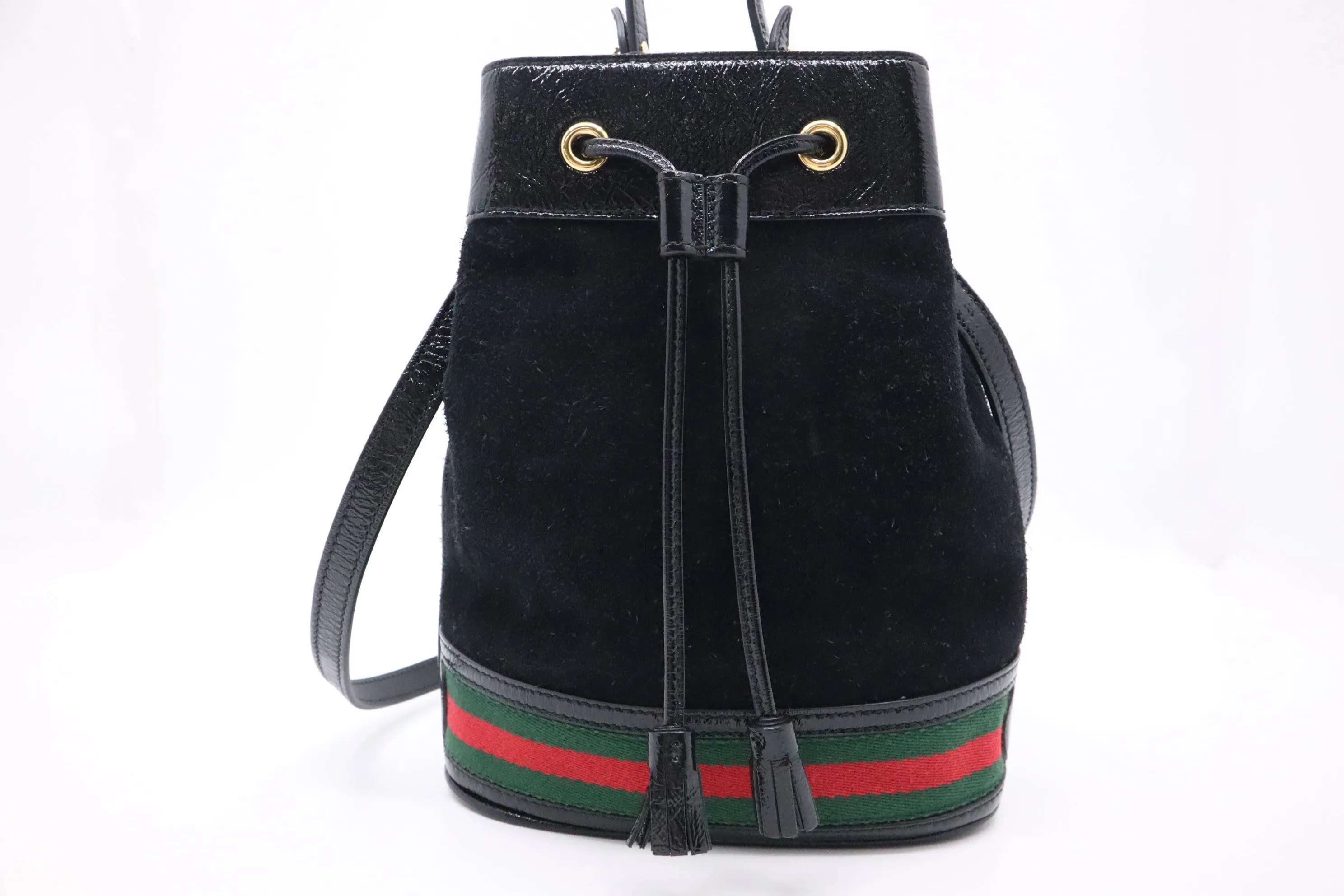 Gucci Small Ophidia Bucket Bag in Black Suede