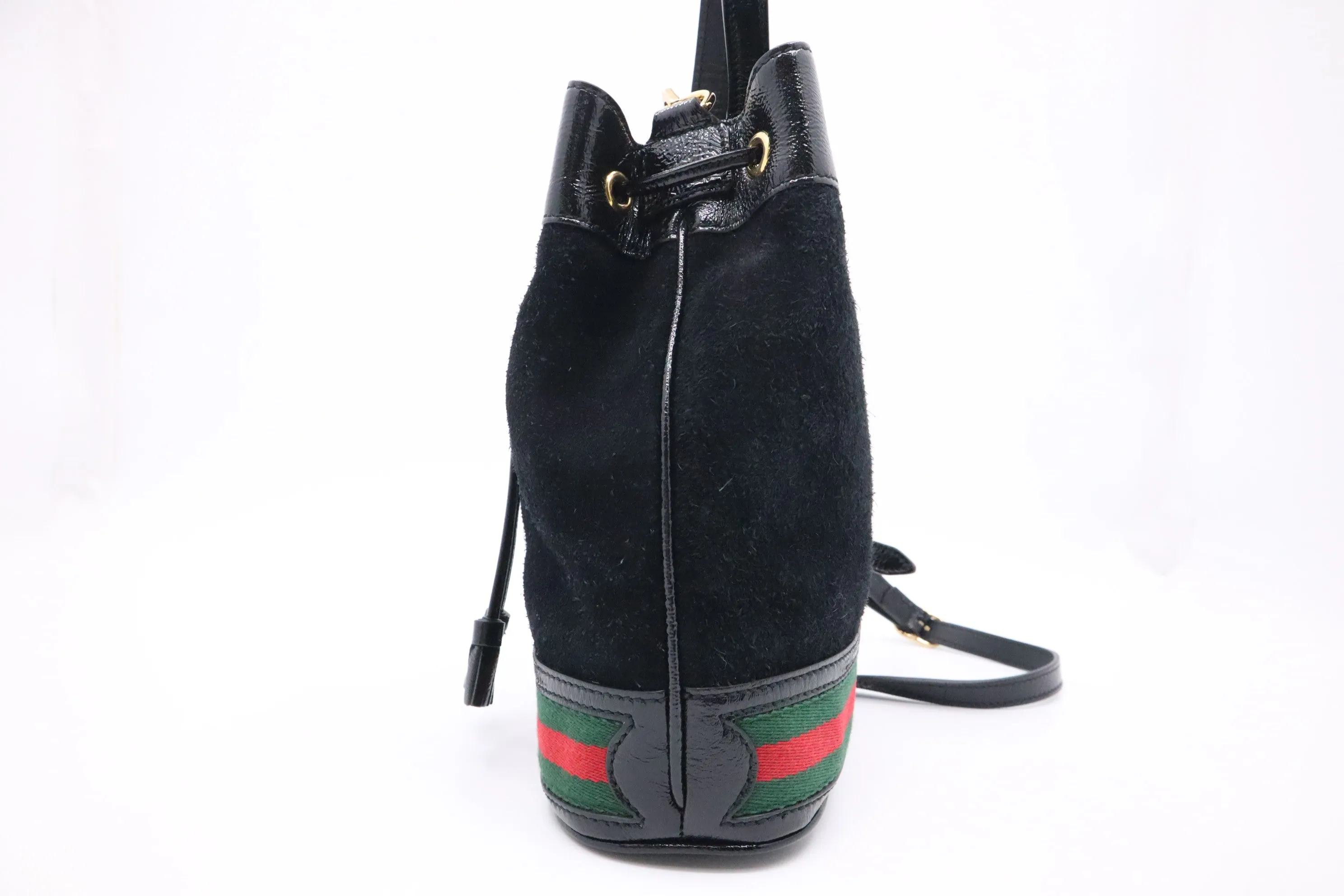 Gucci Small Ophidia Bucket Bag in Black Suede