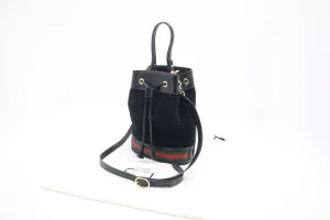 Gucci Small Ophidia Bucket Bag in Black Suede