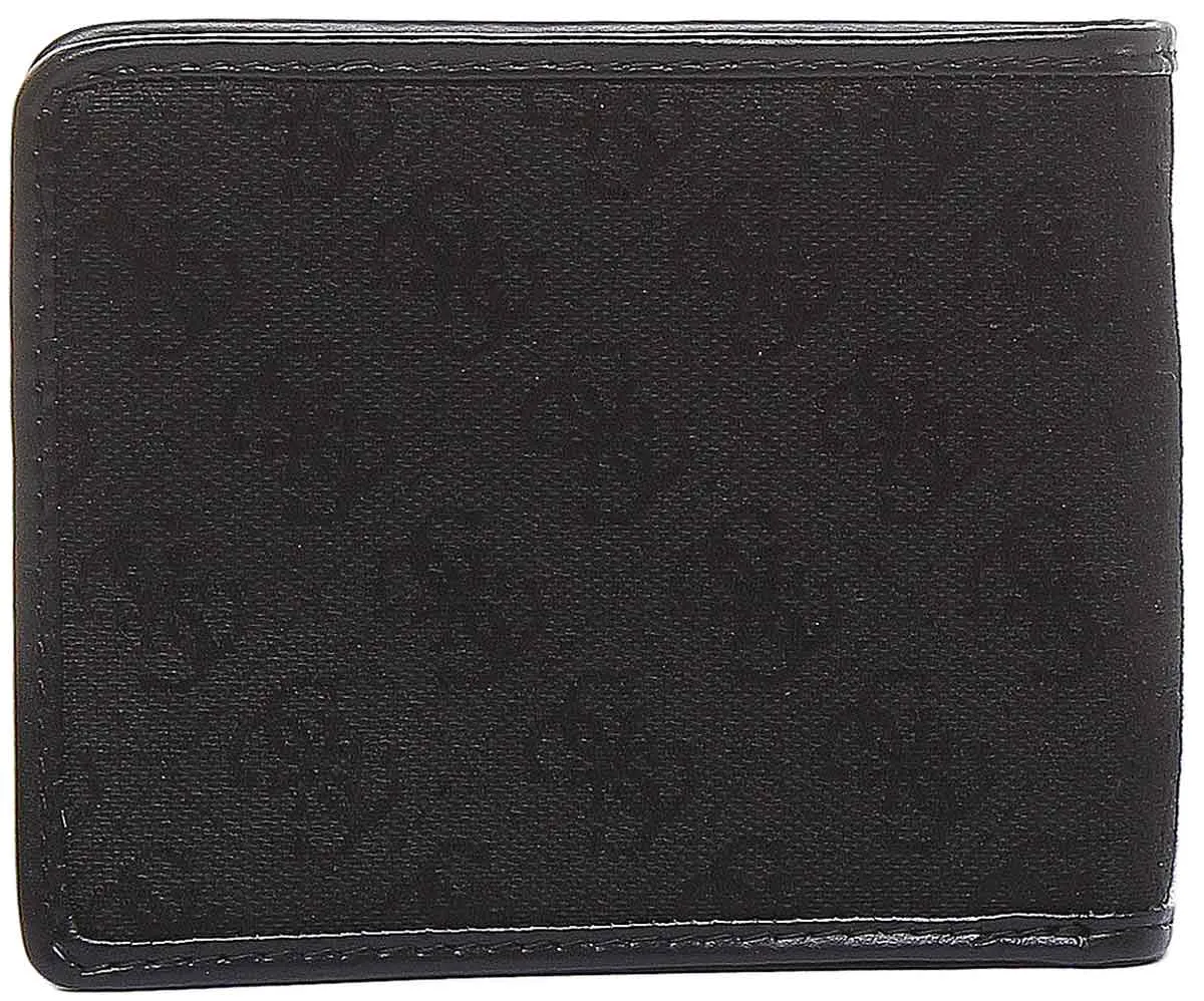 Guess Dan Logo Men's Flat Billfold Leather Wallet In Black