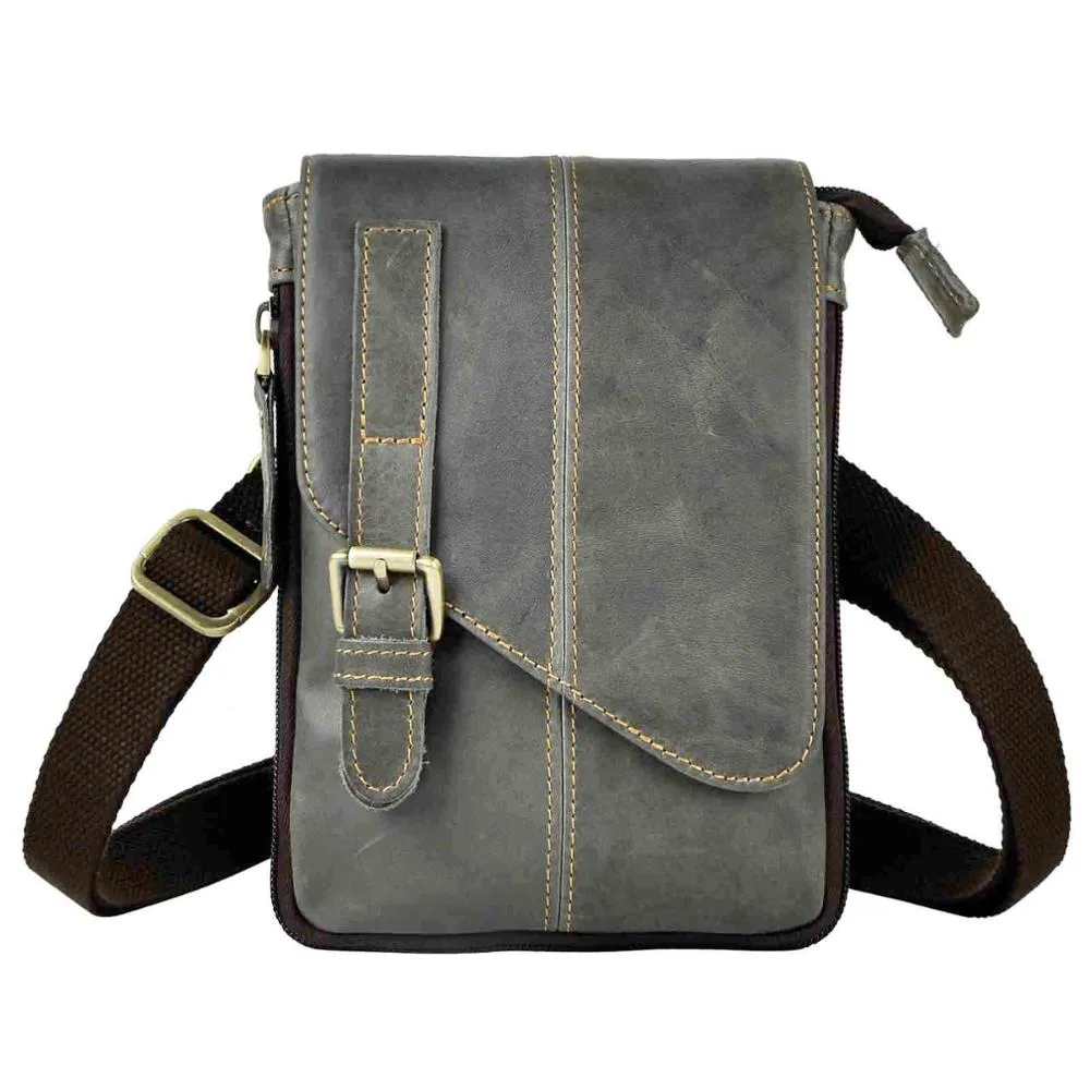 LE' AOKUU Real Leather Men's Multi-Function Messenger Satchel