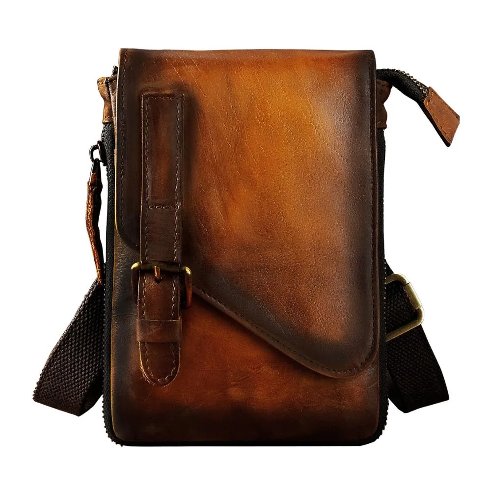 LE' AOKUU Real Leather Men's Multi-Function Messenger Satchel