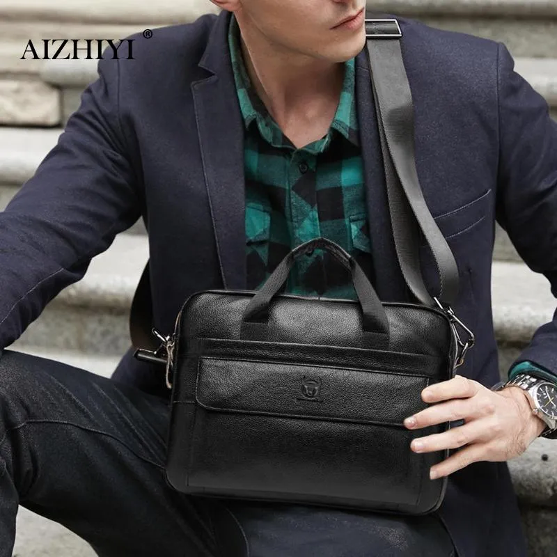 Leather Briefcase Mens Genuine Leather Handbags