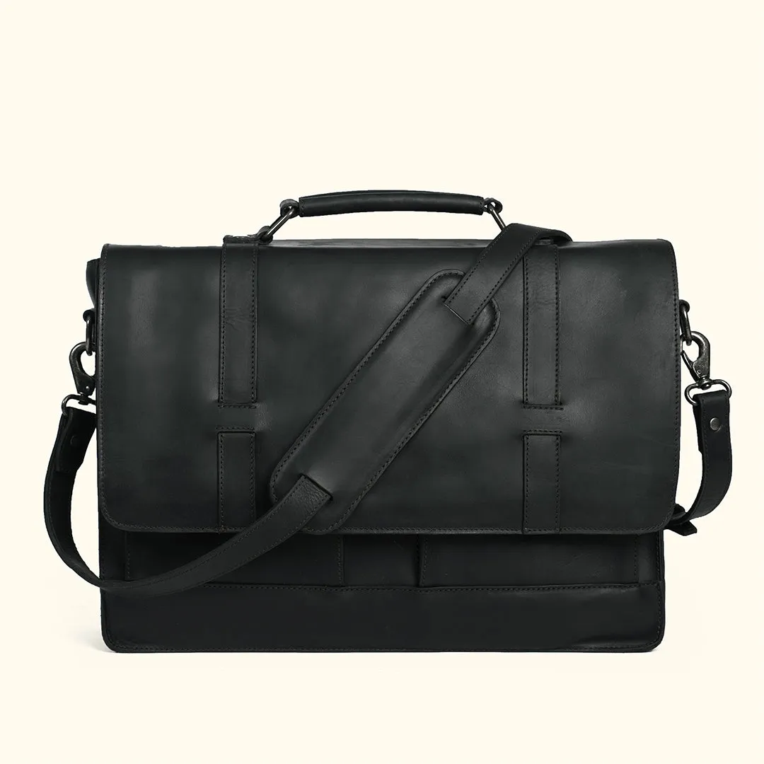 Limited Edition Jefferson Leather Messenger Bag | Black