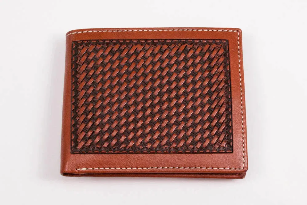 Mens Basketweave Bi Fold Wallet