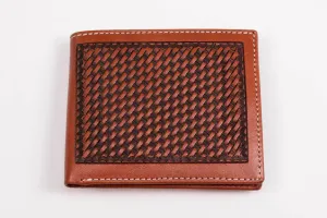 Mens Basketweave Bi Fold Wallet