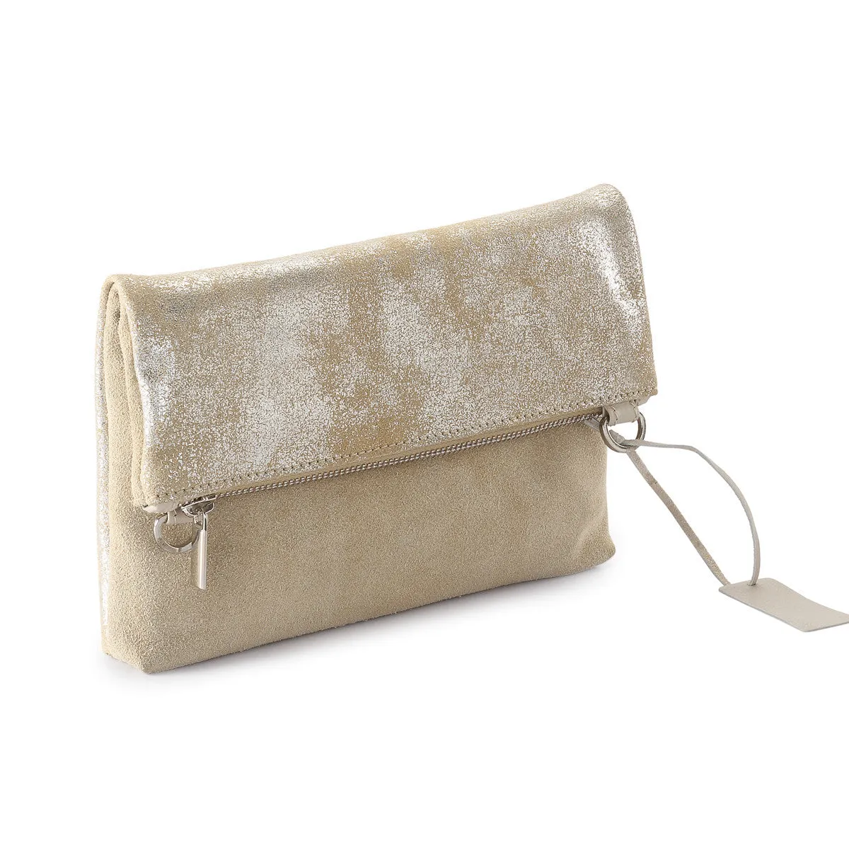 Metallic Rimor Anna 2 way leather messenger clutch bag #LW12 beige