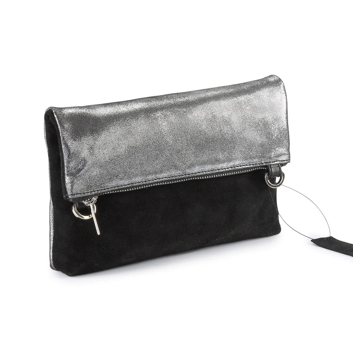 Metallic Rimor Anna 2 way leather messenger clutch bag #LW12 black