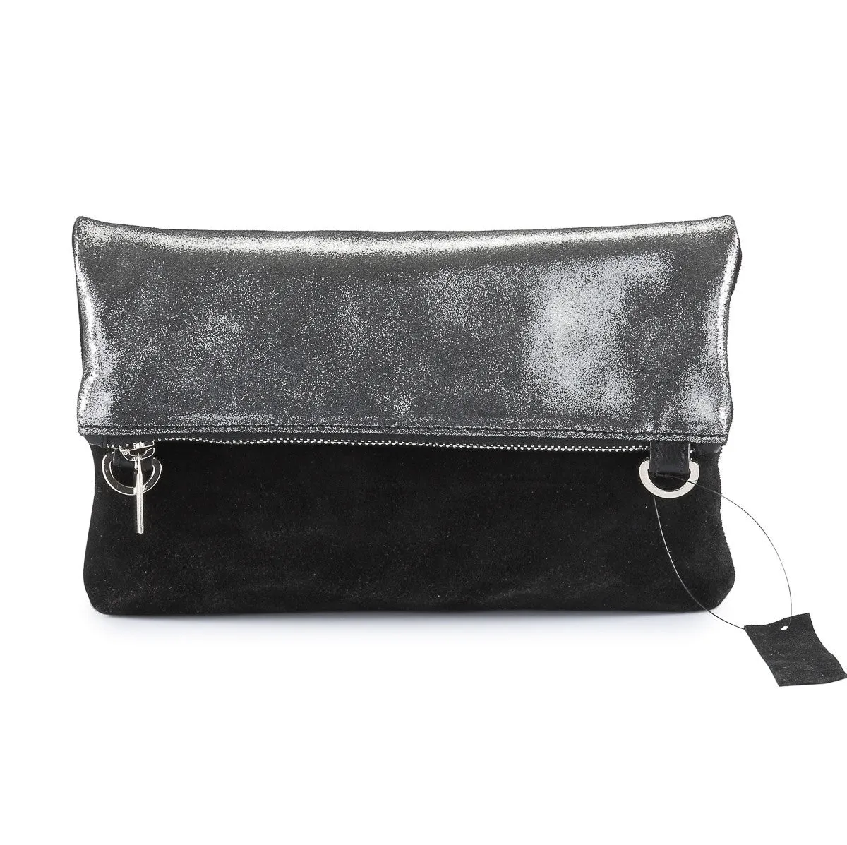 Metallic Rimor Anna 2 way leather messenger clutch bag #LW12 black