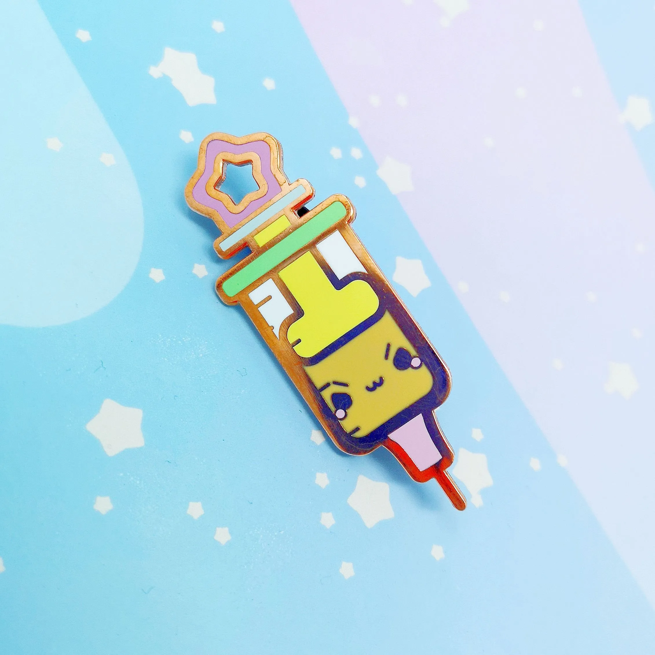 Mr. Stabby the Syringe -- Hard Enamel Pin -- Kawaii Medical Pins Series