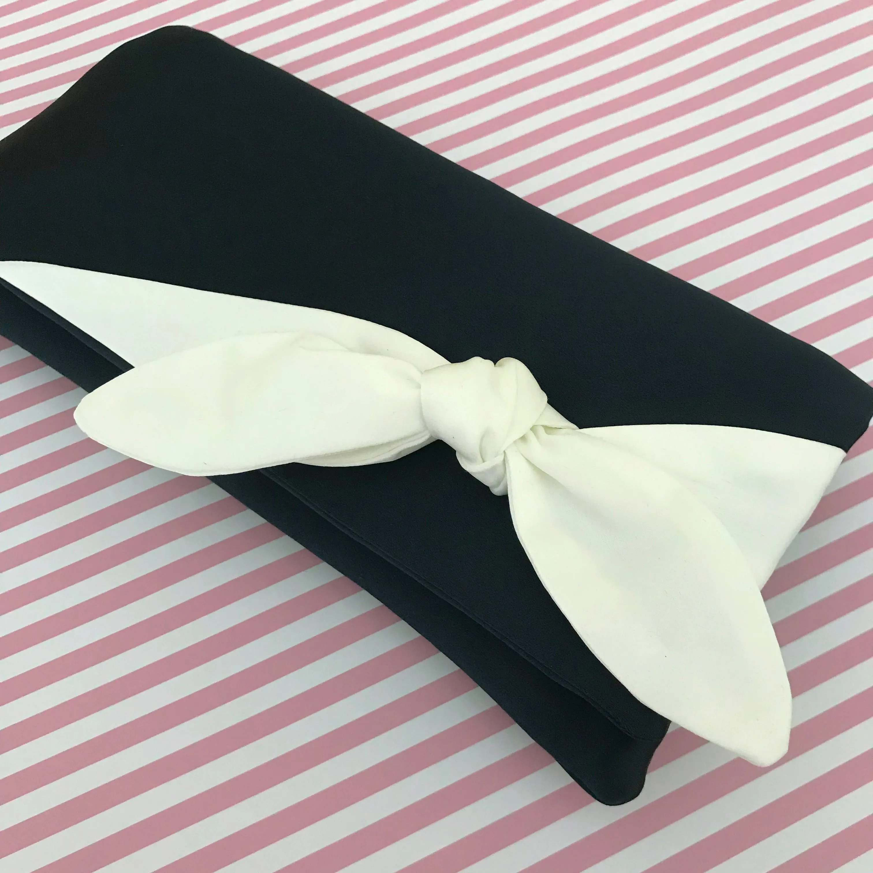 Navy and ivory satin clutch handbag OLIVE