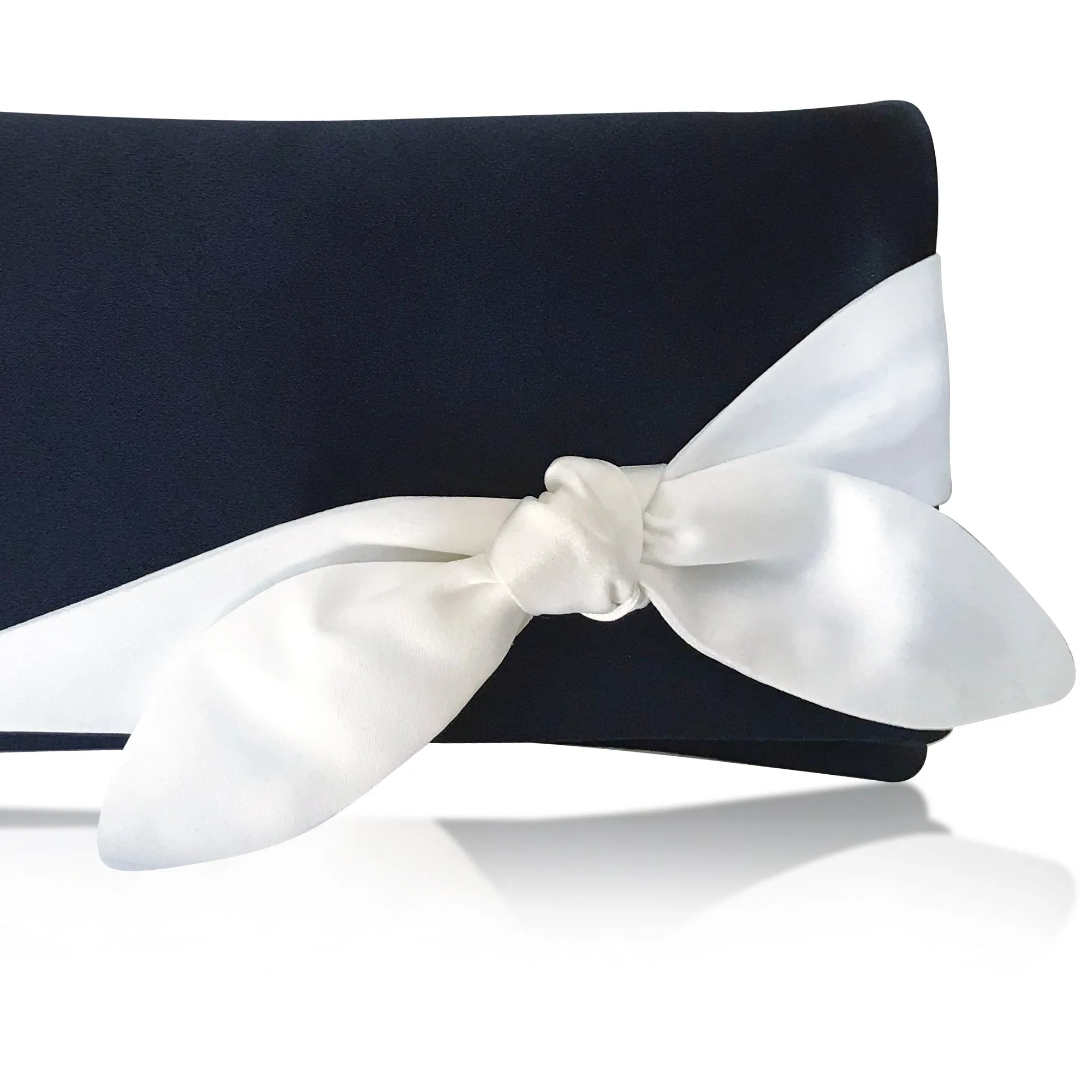 Navy and ivory satin clutch handbag OLIVE